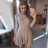 Women Long Sleeve Sweater Dress Women's Irregular Hem Casual Autumn Winter Dress Women O-neck A Line Short Mini Knitted Dresses - menochic